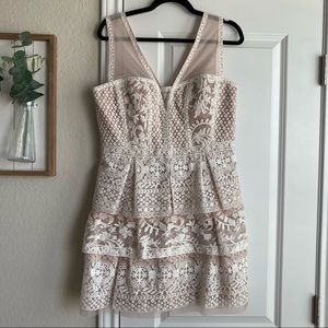 BCBG fola tiered bridal lace dress